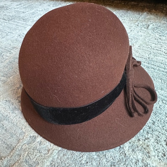 SOPRATTUTTO CAPPELLI  ITALIAN ACCESSORIES PURE WOOL FELT HAT BROWN BLACK RIBBON - Picture 3 of 7